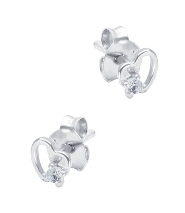 Heart Shaped CZ Silver Stud Earring STS-6492